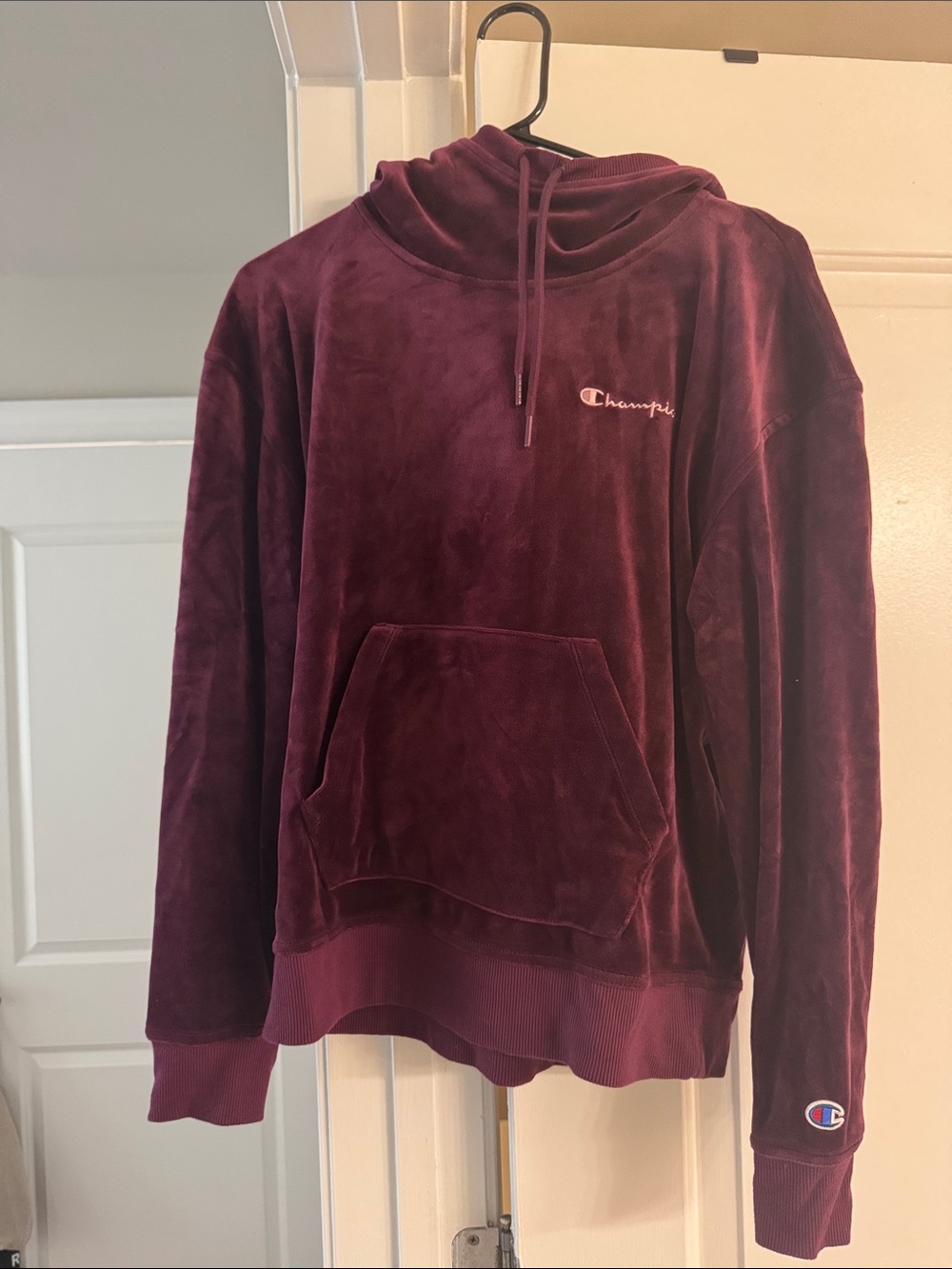 Champion Burgundy Velour Hoodie - Authentic Athleticwear